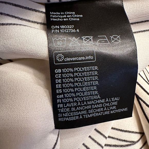 H&M Women Blouse Small Beige Geometric Long Sleeve High Career Top New Oversize - Picture 6 of 7